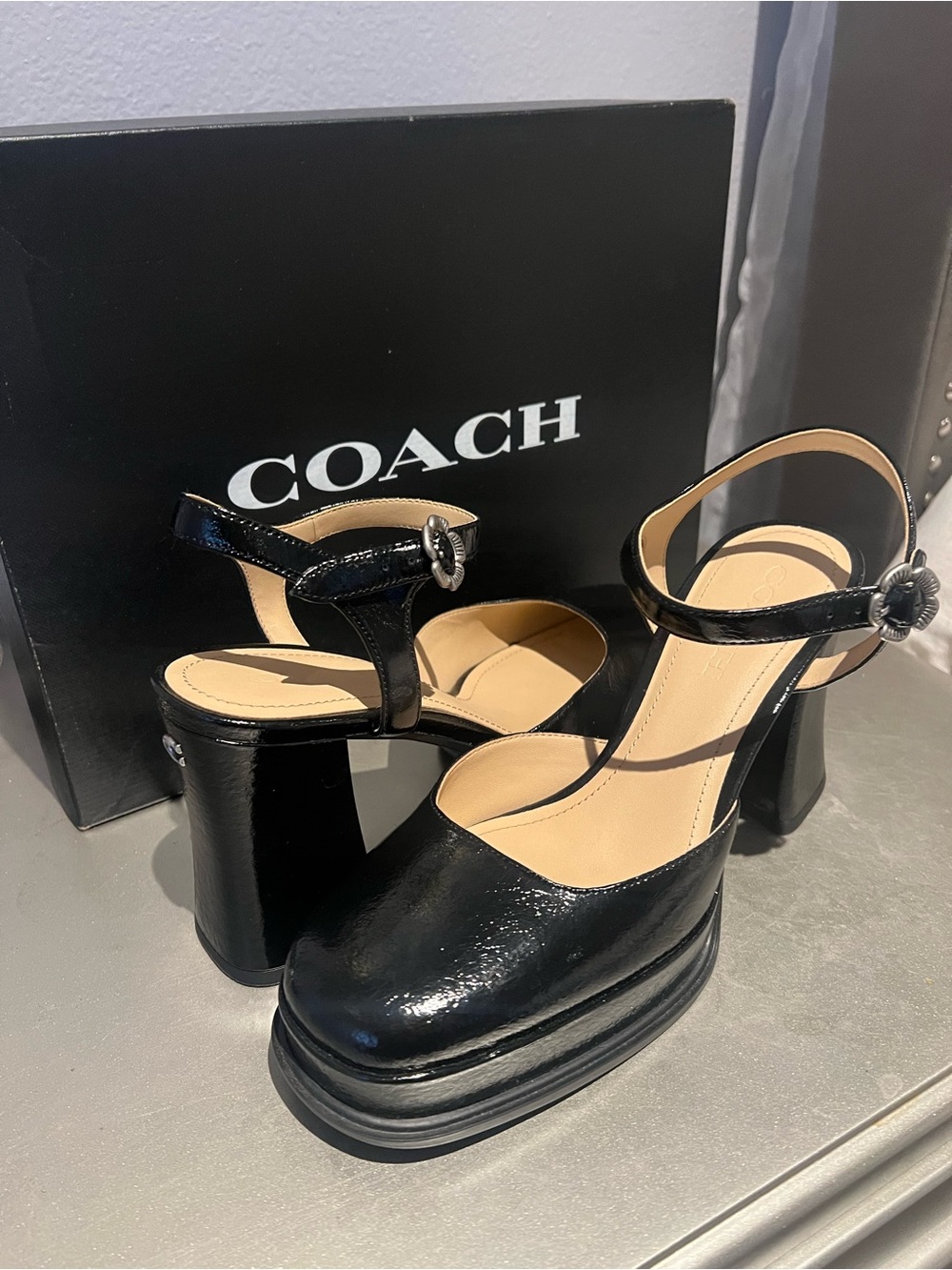 Coach tea rose pump Platform Mary Jane Heels with Floral Buckle - Picture 5 of 7